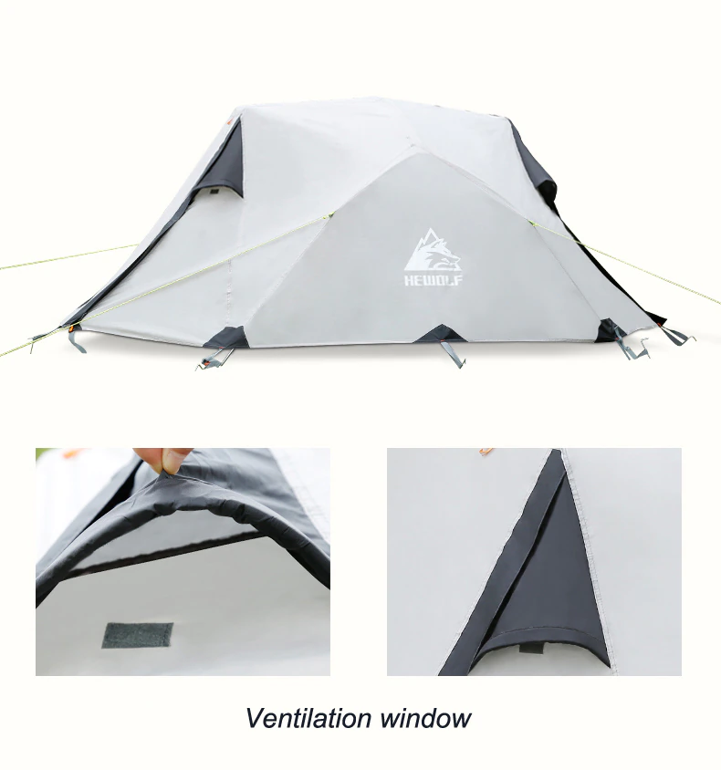 Cheap Goat Tents Hewolf Rain proof Tow Person Double Decked Outdoor Camping Tent 7075 Aluminum Alloy Tent Pole Tent Portable Winter   